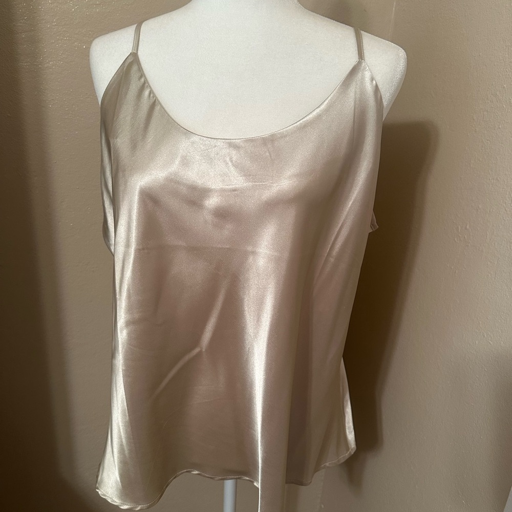 Rockin C Gold Satin Camisole Top with High Neckline